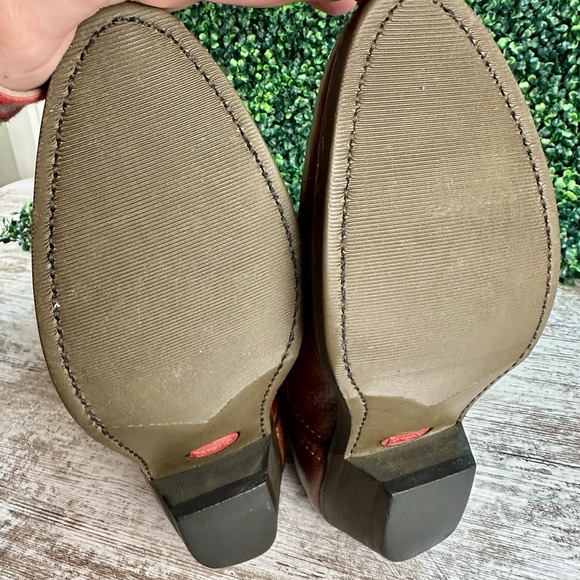 LAREDO Lea Vamp Fox Western Cowgirl Boots Women's 9.5M Brown Leather Barn Horses - Picture 9 of 13